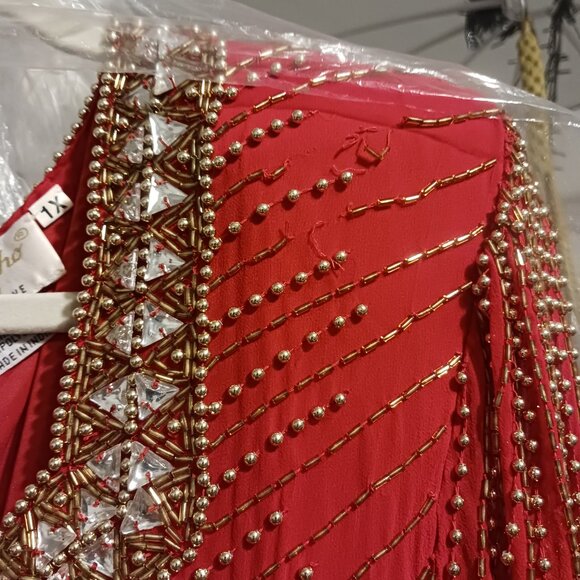 MAKE OFFER!! Tan-Chho 1xl silk beaded drop waist dress (fits as Large) - Picture 3 of 6